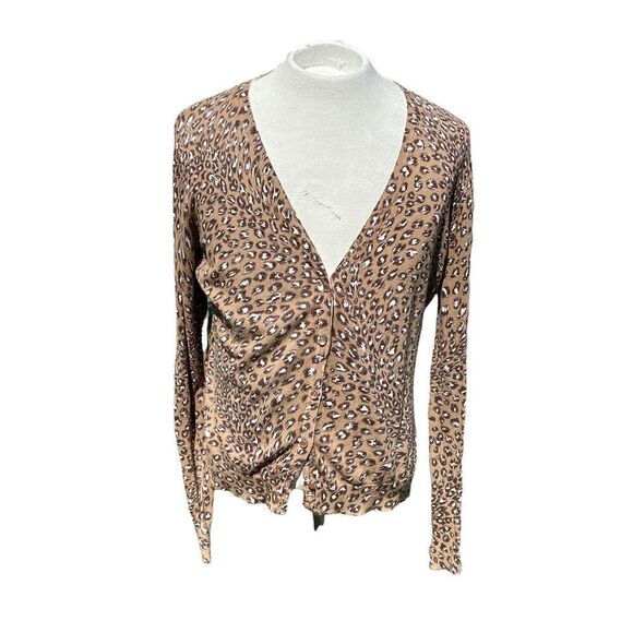 Pure Alfred Sung animal print cardigan sweater large.  0501 - Picture 1 of 7